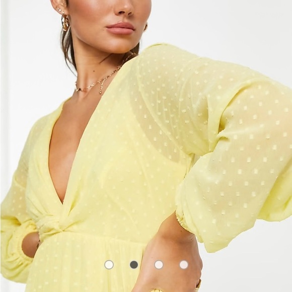 ASOS Women’s Yellow Textured Twist Front Pleated NEW Elegant Midi Dress size 6 - Picture 4 of 13